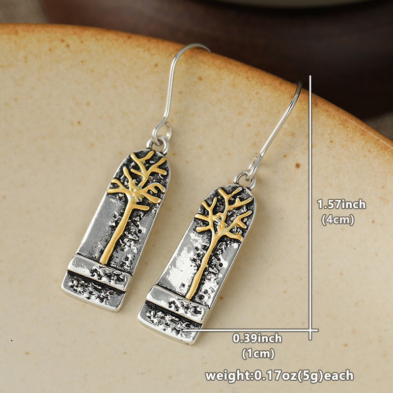 Vintage Bohemian Tree-Patterned Pendant Earrings